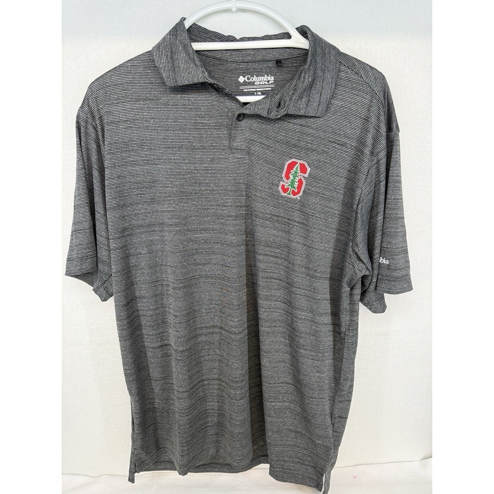 Columbia Golf Stanford Cardinals Heathered Gray‎ Short Sleeve Golf Polo Size L